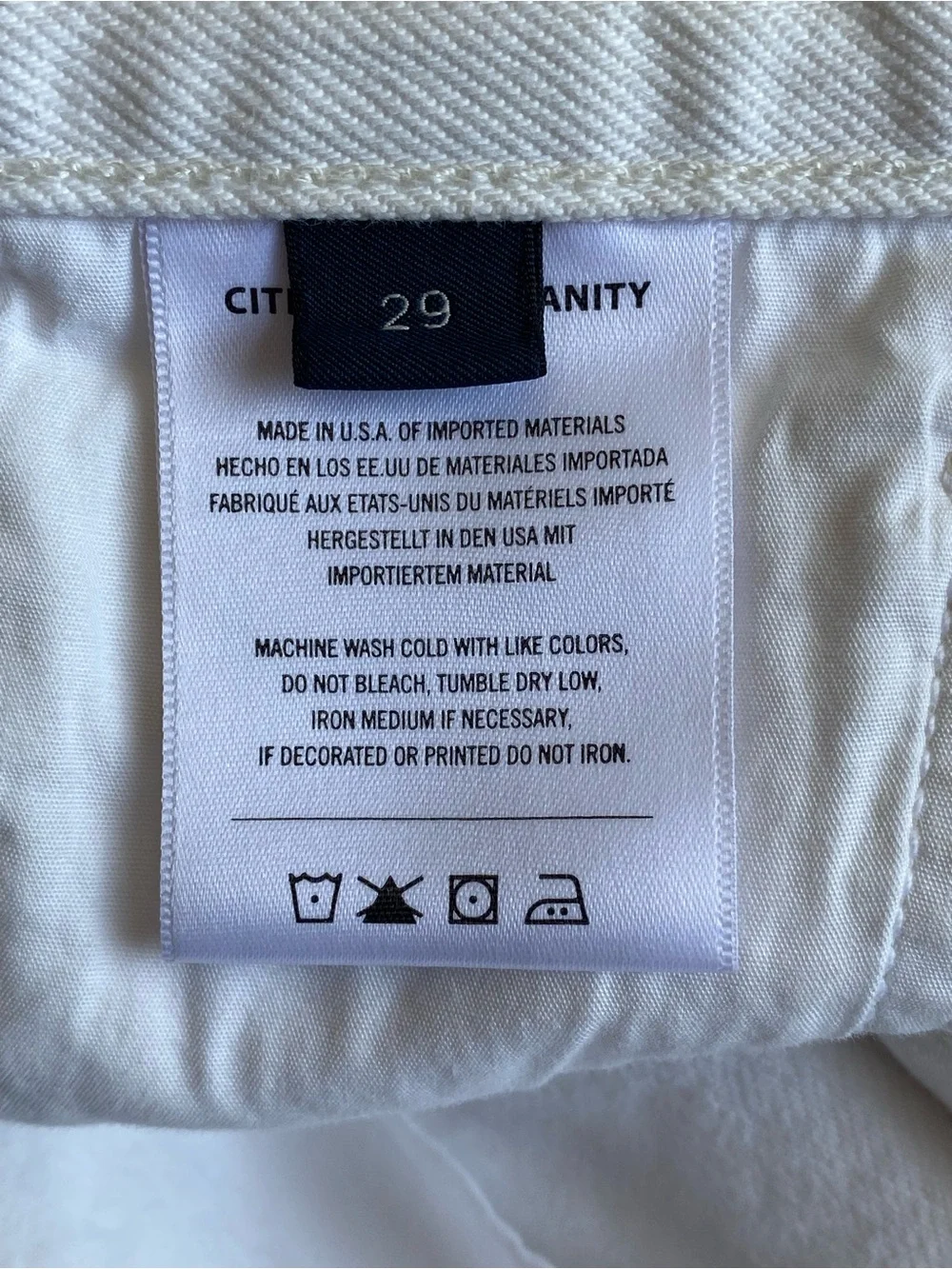 Citizens Of Humanity White Straight-Leg Jeans Size 29 Button Fly
